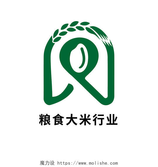 创意字母M粮食米业logo设计绿色粮食logo
